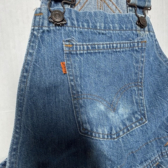 VTG 70s Levis Orange Tab Overalls Womens 28 42 Taron Zip USA Rivets DISTRESSED - Picture 12 of 16